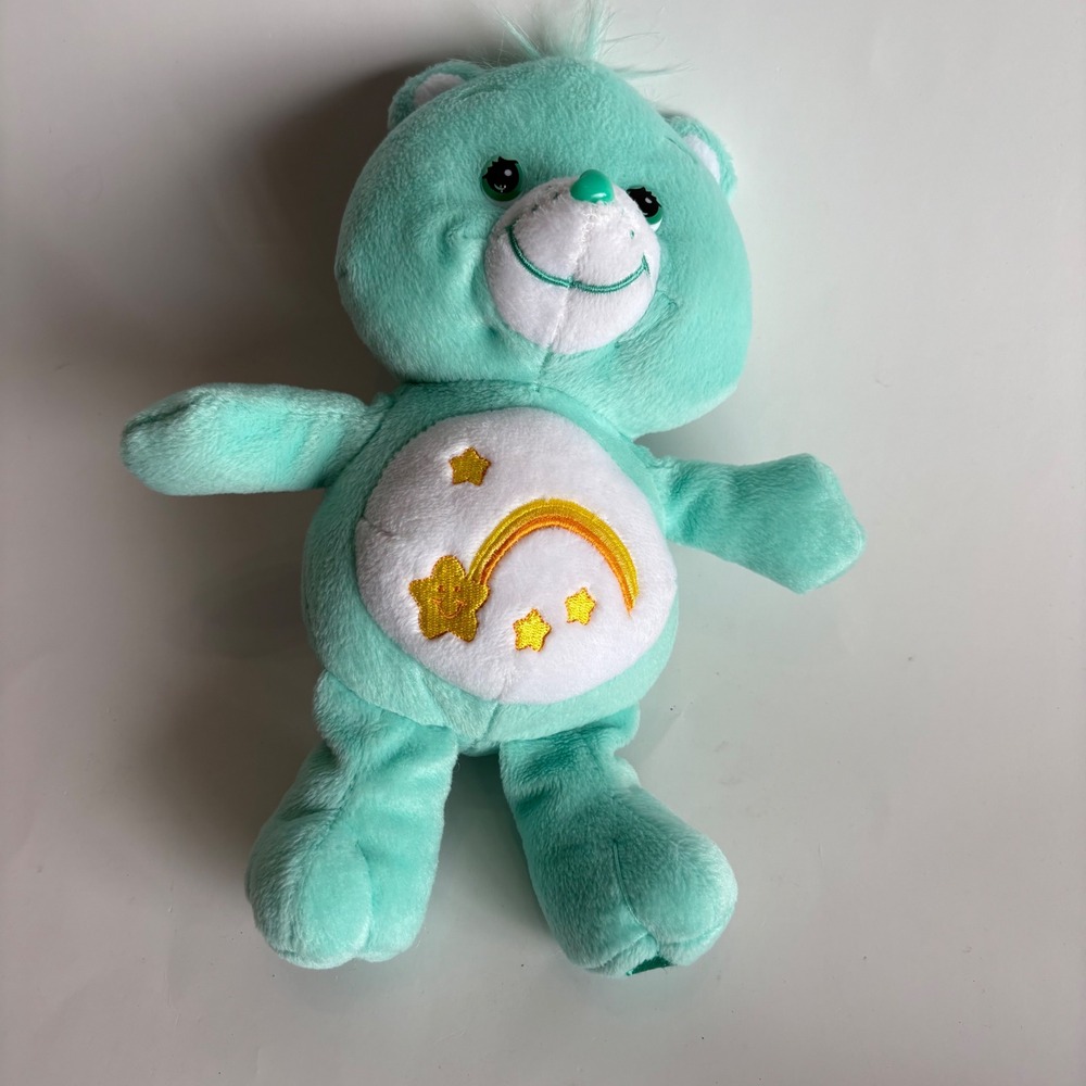 Care Bears Wish Bear Plush 2002 Play Along Mint Green Shooting‎ Star 11 Inch Y2K